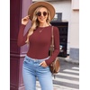 image:imageEkouaer Womens Long Sleeve Shirts Crew Neck Stretchy Fitted Ribbed Tops Basic Base Layer Soft Thermal Undershirts TeeWine Red