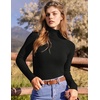 image:imageEkouaer Womens Mock Turtleneck Long Sleeve Shirts Ribbed Knit Lightweight Pullover Sweater Stretch Fitted Thermal TopBlack