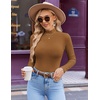image:imageEkouaer Womens Mock Turtleneck Long Sleeve Shirts Ribbed Knit Lightweight Pullover Sweater Stretch Fitted Thermal TopBrown