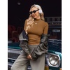 image:imageEkouaer Womens Mock Turtleneck Long Sleeve Shirts Ribbed Knit Lightweight Pullover Sweater Stretch Fitted Thermal TopBrown