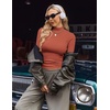 image:imageEkouaer Womens Mock Turtleneck Long Sleeve Shirts Ribbed Knit Lightweight Pullover Sweater Stretch Fitted Thermal TopCaramel