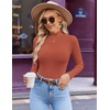 image:imageEkouaer Womens Mock Turtleneck Long Sleeve Shirts Ribbed Knit Lightweight Pullover Sweater Stretch Fitted Thermal TopCaramel