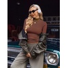 image:imageEkouaer Womens Mock Turtleneck Long Sleeve Shirts Ribbed Knit Lightweight Pullover Sweater Stretch Fitted Thermal TopCoffee