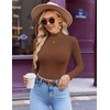 image:imageEkouaer Womens Mock Turtleneck Long Sleeve Shirts Ribbed Knit Lightweight Pullover Sweater Stretch Fitted Thermal TopCoffee
