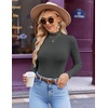 image:imageEkouaer Womens Mock Turtleneck Long Sleeve Shirts Ribbed Knit Lightweight Pullover Sweater Stretch Fitted Thermal TopDarkgrey