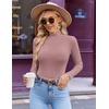 image:imageEkouaer Womens Mock Turtleneck Long Sleeve Shirts Ribbed Knit Lightweight Pullover Sweater Stretch Fitted Thermal TopDusty Pink