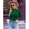 image:imageEkouaer Womens Mock Turtleneck Long Sleeve Shirts Ribbed Knit Lightweight Pullover Sweater Stretch Fitted Thermal TopGreen