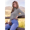image:imageEkouaer Womens Mock Turtleneck Long Sleeve Shirts Ribbed Knit Lightweight Pullover Sweater Stretch Fitted Thermal TopLight Grey