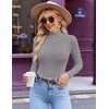 image:imageEkouaer Womens Mock Turtleneck Long Sleeve Shirts Ribbed Knit Lightweight Pullover Sweater Stretch Fitted Thermal TopLight Grey