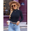 image:imageEkouaer Womens Mock Turtleneck Long Sleeve Shirts Ribbed Knit Lightweight Pullover Sweater Stretch Fitted Thermal TopNavy Blue