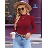 image:imageEkouaer Womens Mock Turtleneck Long Sleeve Shirts Ribbed Knit Lightweight Pullover Sweater Stretch Fitted Thermal TopRed