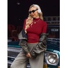 image:imageEkouaer Womens Mock Turtleneck Long Sleeve Shirts Ribbed Knit Lightweight Pullover Sweater Stretch Fitted Thermal TopRed