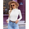 image:imageEkouaer Womens Mock Turtleneck Long Sleeve Shirts Ribbed Knit Lightweight Pullover Sweater Stretch Fitted Thermal TopWhite