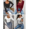 image:imageEkouaer Womens Scoop Neck Shirts Long Sleeve Top Basic Ribbed Tee Lightweight Thermal Undershirt Slim Fit Pullover SweaterBlack