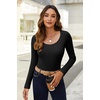 image:imageEkouaer Womens Scoop Neck Shirts Long Sleeve Top Basic Ribbed Tee Lightweight Thermal Undershirt Slim Fit Pullover SweaterBlack