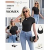 image:imageEkouaer Womens Short Sleeve Shirts 3 Pack Crew Neck Tops Slim Fit Basic Tees Trendy Clothes Base Layer3pcs Black Black Beige