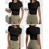 image:imageEkouaer Womens Short Sleeve Shirts 3 Pack Crew Neck Tops Slim Fit Basic Tees Trendy Clothes Base Layer3pcs Black Black Black