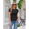 image:imageEkouaer Womens Short Sleeve Shirts 3 Pack Crew Neck Tops Slim Fit Basic Tees Trendy Clothes Base Layer3pcs Black Black Black