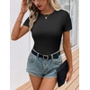 image:imageEkouaer Womens Short Sleeve Shirts 3 Pack Crew Neck Tops Slim Fit Basic Tees Trendy Clothes Base Layer3pcs Black Dark Gray Brown