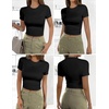 image:imageEkouaer Womens Short Sleeve Shirts 3 Pack Crew Neck Tops Slim Fit Basic Tees Trendy Clothes Base Layer3pcs Black Dark Gray Navy Blue