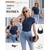 image:imageEkouaer Womens Short Sleeve Shirts 3 Pack Crew Neck Tops Slim Fit Basic Tees Trendy Clothes Base Layer3pcs Black Dark Gray Navy Blue