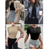 image:imageEkouaer Womens Short Sleeve Shirts 3 Pack Crew Neck Tops Slim Fit Basic Tees Trendy Clothes Base Layer3pcs Black Khaki Brown
