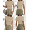 image:imageEkouaer Womens Short Sleeve Shirts 3 Pack Crew Neck Tops Slim Fit Basic Tees Trendy Clothes Base Layer3pcs Black Khaki Brown