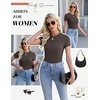 image:imageEkouaer Womens Short Sleeve Shirts 3 Pack Crew Neck Tops Slim Fit Basic Tees Trendy Clothes Base Layer3pcs Black Khaki Brown