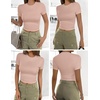 image:imageEkouaer Womens Short Sleeve Shirts 3 Pack Crew Neck Tops Slim Fit Basic Tees Trendy Clothes Base Layer3pcs Black Light Gray Dirty Pink