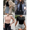 image:imageEkouaer Womens Short Sleeve Shirts 3 Pack Crew Neck Tops Slim Fit Basic Tees Trendy Clothes Base Layer3pcs Black Light Gray Dirty Pink