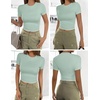 image:imageEkouaer Womens Short Sleeve Shirts 3 Pack Crew Neck Tops Slim Fit Basic Tees Trendy Clothes Base Layer3pcs Black Light Green Dirty Pink