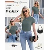 image:imageEkouaer Womens Short Sleeve Shirts 3 Pack Crew Neck Tops Slim Fit Basic Tees Trendy Clothes Base Layer3pcs Black Sage Green Light Gray