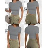 image:imageEkouaer Womens Short Sleeve Shirts 3 Pack Crew Neck Tops Slim Fit Basic Tees Trendy Clothes Base Layer3pcs Black Sage Green Light Gray