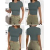 image:imageEkouaer Womens Short Sleeve Shirts 3 Pack Crew Neck Tops Slim Fit Basic Tees Trendy Clothes Base Layer3pcs Black Sage Green Navy Blue