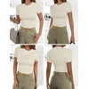 image:imageEkouaer Womens Short Sleeve Shirts 3 Pack Crew Neck Tops Slim Fit Basic Tees Trendy Clothes Base Layer3pcs Black White Beige