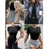 image:imageEkouaer Womens Short Sleeve Shirts 3 Pack Crew Neck Tops Slim Fit Basic Tees Trendy Clothes Base Layer3pcs Black White Boho Floral