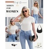 image:imageEkouaer Womens Short Sleeve Shirts 3 Pack Crew Neck Tops Slim Fit Basic Tees Trendy Clothes Base Layer3pcs Black White Dark Grey