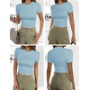image:imageEkouaer Womens Short Sleeve Shirts 3 Pack Crew Neck Tops Slim Fit Basic Tees Trendy Clothes Base Layer3pcs Black White Light Blue