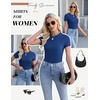 image:imageEkouaer Womens Short Sleeve Shirts 3 Pack Crew Neck Tops Slim Fit Basic Tees Trendy Clothes Base Layer3pcs Black White Royal Blue