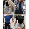 image:imageEkouaer Womens Short Sleeve Shirts 3 Pack Crew Neck Tops Slim Fit Basic Tees Trendy Clothes Base Layer3pcs Black White Royal Blue