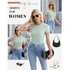 image:imageEkouaer Womens Short Sleeve Shirts 3 Pack Crew Neck Tops Slim Fit Basic Tees Trendy Clothes Base Layer3pcs Black Wine Red Light Green