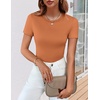 image:imageEkouaer Womens Short Sleeve Shirts 3 Pack Crew Neck Tops Slim Fit Basic Tees Trendy Clothes Base Layer3pcs Caramel Dark Gray Red