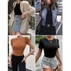image:imageEkouaer Womens Short Sleeve Shirts 3 Pack Crew Neck Tops Slim Fit Basic Tees Trendy Clothes Base Layer3pcs Caramel Dark Gray Red