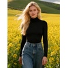 image:imageEkouaer Womens Turtleneck Long Sleeve Shirts Slim Fit Thermal Underwear Tops Lightweight Pullover TeesBlack