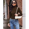 image:imageEkouaer Womens Turtleneck Long Sleeve Shirts Slim Fit Thermal Underwear Tops Lightweight Pullover TeesBrown