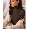 image:imageEkouaer Womens Turtleneck Long Sleeve Shirts Slim Fit Thermal Underwear Tops Lightweight Pullover TeesBrown