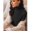 image:imageEkouaer Womens Turtleneck Long Sleeve Shirts Slim Fit Thermal Underwear Tops Lightweight Pullover TeesBrownBlack