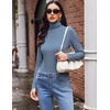 image:imageEkouaer Womens Turtleneck Long Sleeve Shirts Slim Fit Thermal Underwear Tops Lightweight Pullover TeesHaze Blue