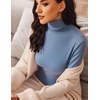 image:imageEkouaer Womens Turtleneck Long Sleeve Shirts Slim Fit Thermal Underwear Tops Lightweight Pullover TeesHaze Blue