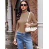 image:imageEkouaer Womens Turtleneck Long Sleeve Shirts Slim Fit Thermal Underwear Tops Lightweight Pullover TeesKhaki
